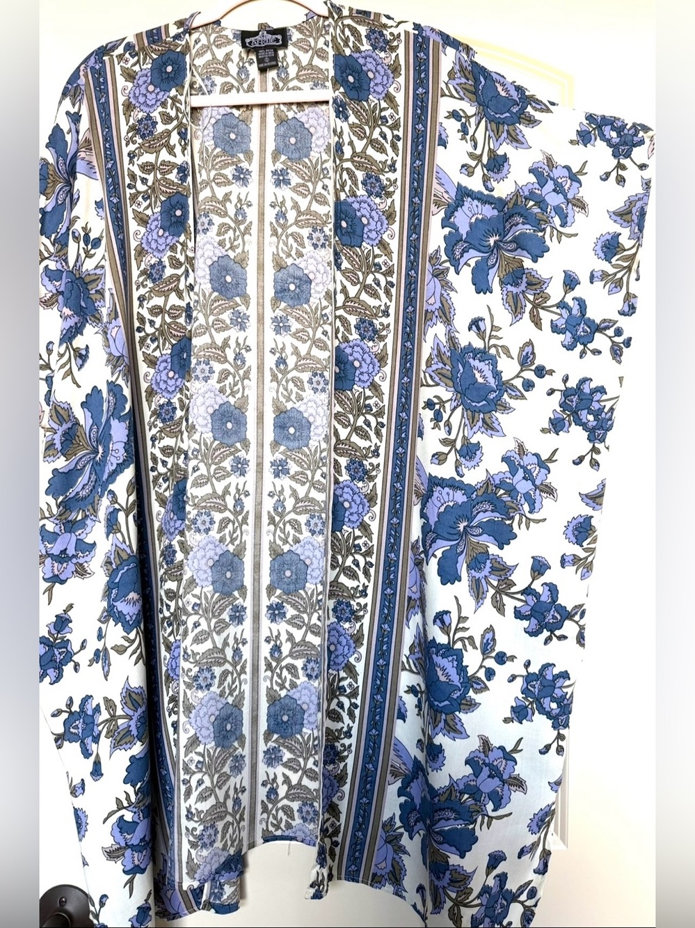Floral Open Kimono Cardigan Sz S Hippiecore Tribal Disco 70s Y2K Beachy Retro